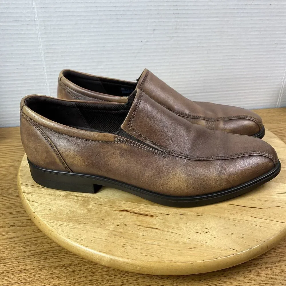 ECCO Slip On Leather Loafer Dress Shoes Distressed Brown Casual Men’s 10 US A61